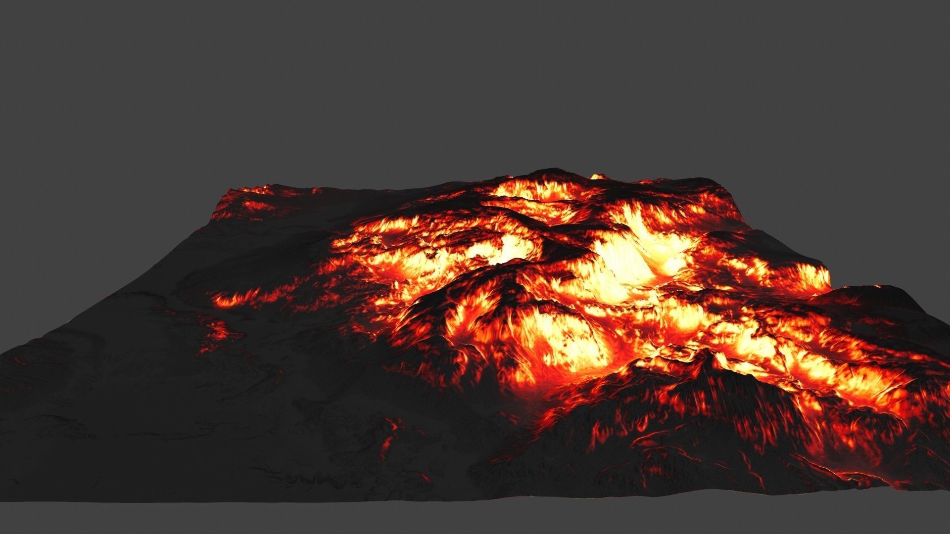 volcano mountain in flames Low-poly 3D model_1