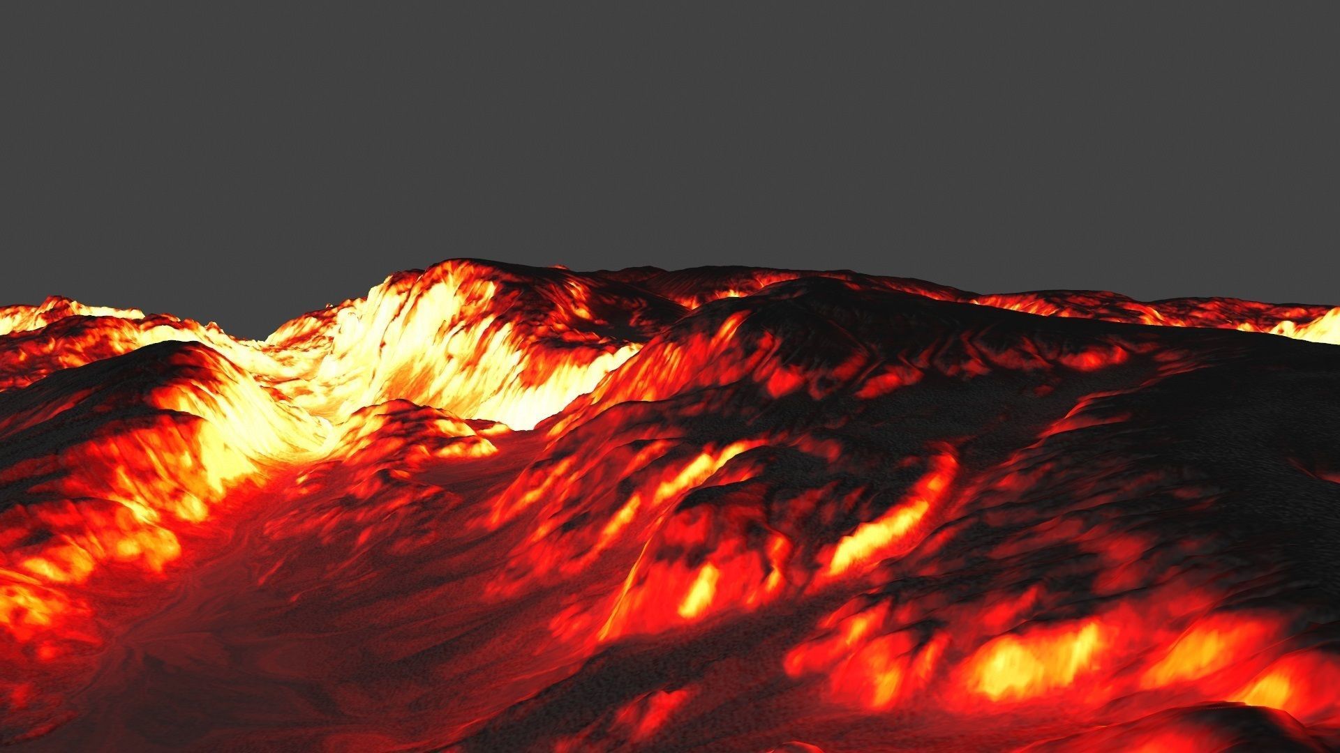 volcano mountain in flames Low-poly 3D model_12
