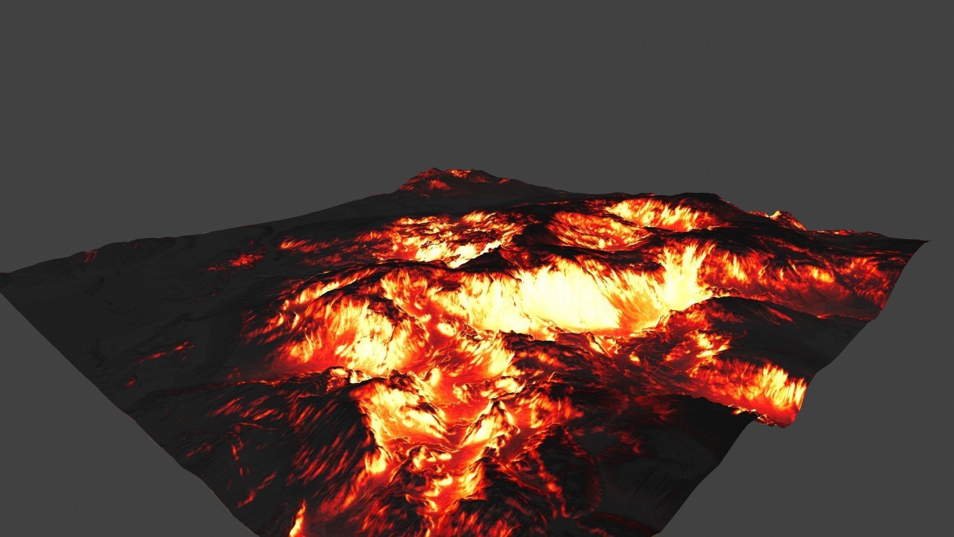 volcano mountain in flames Low-poly 3D model_10