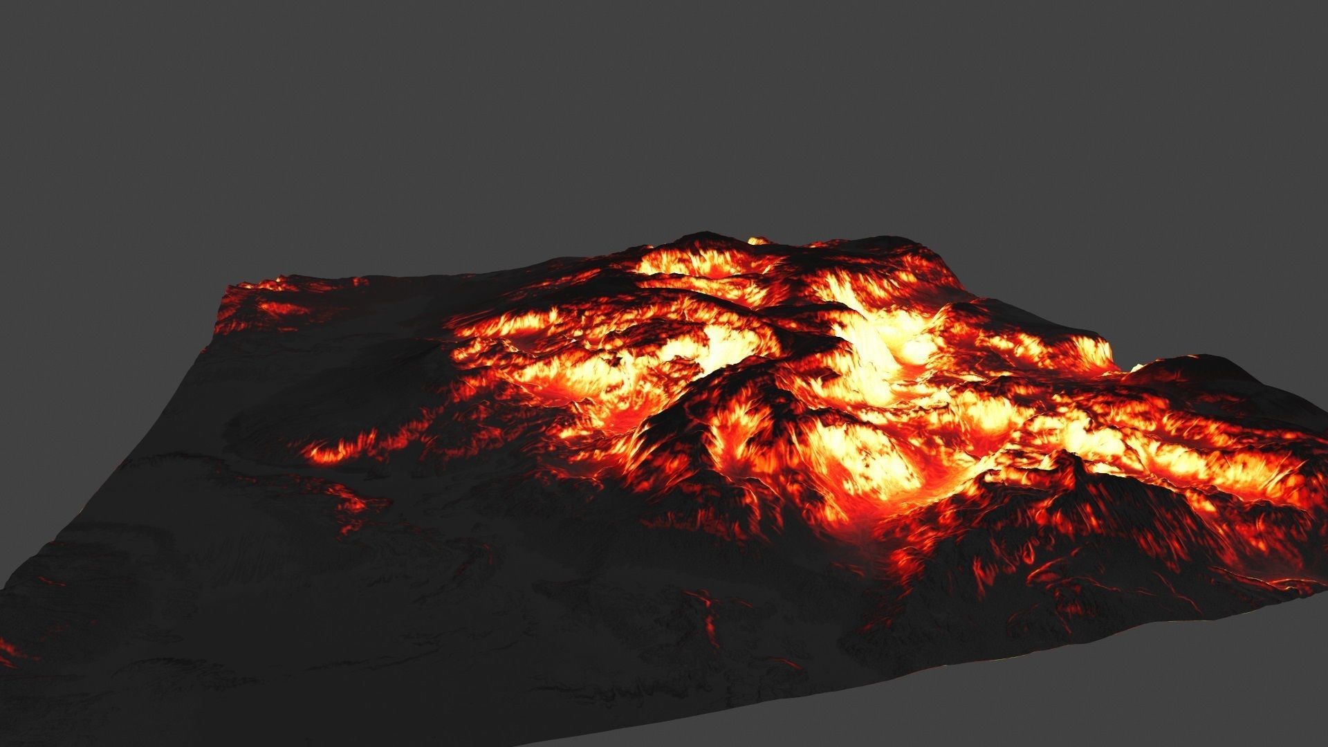 volcano mountain in flames Low-poly 3D model_5