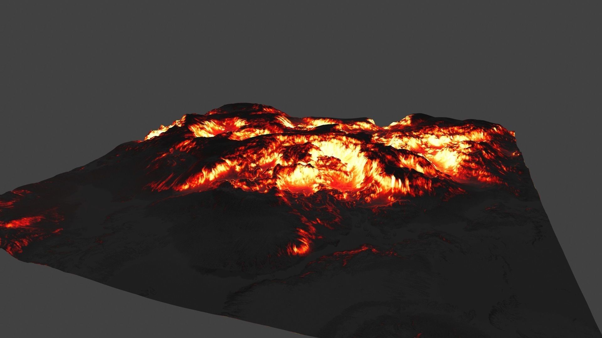 volcano mountain in flames Low-poly 3D model_2