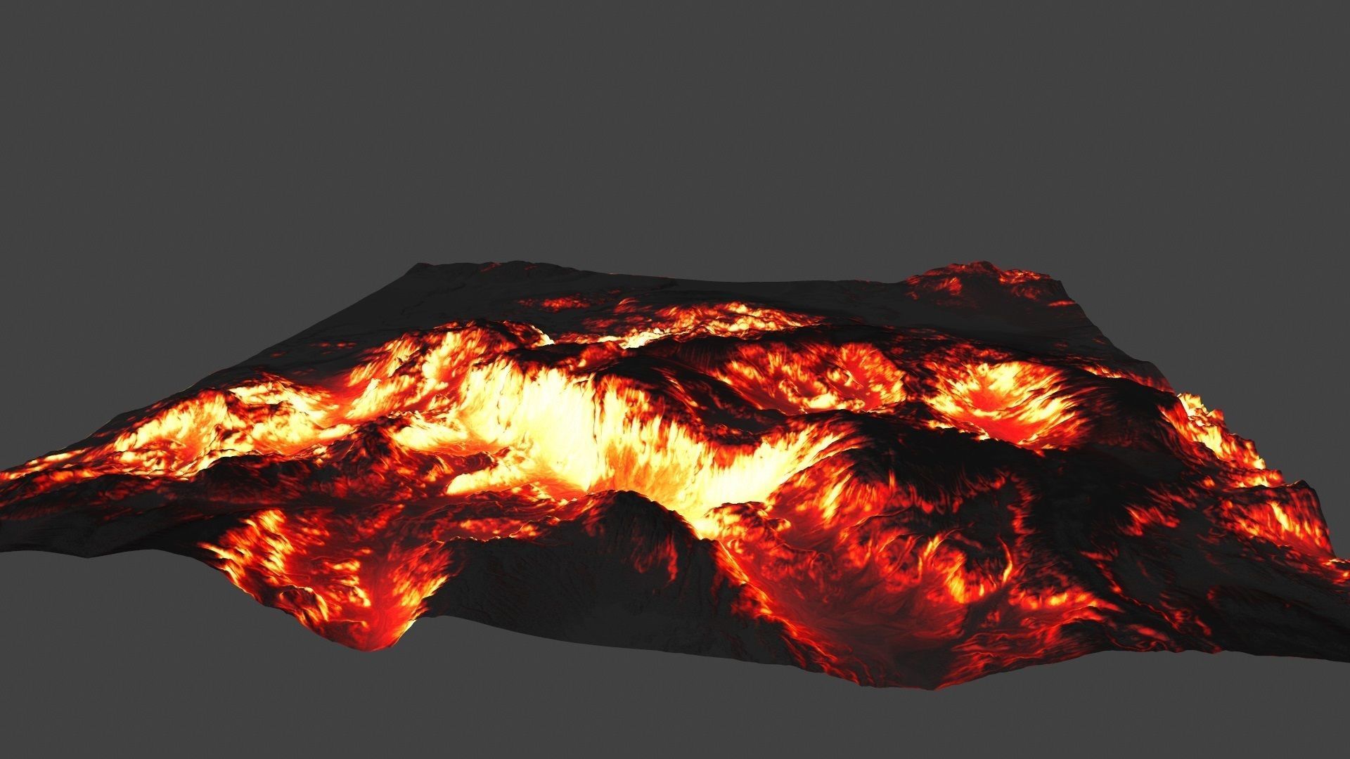 volcano mountain in flames Low-poly 3D model_8