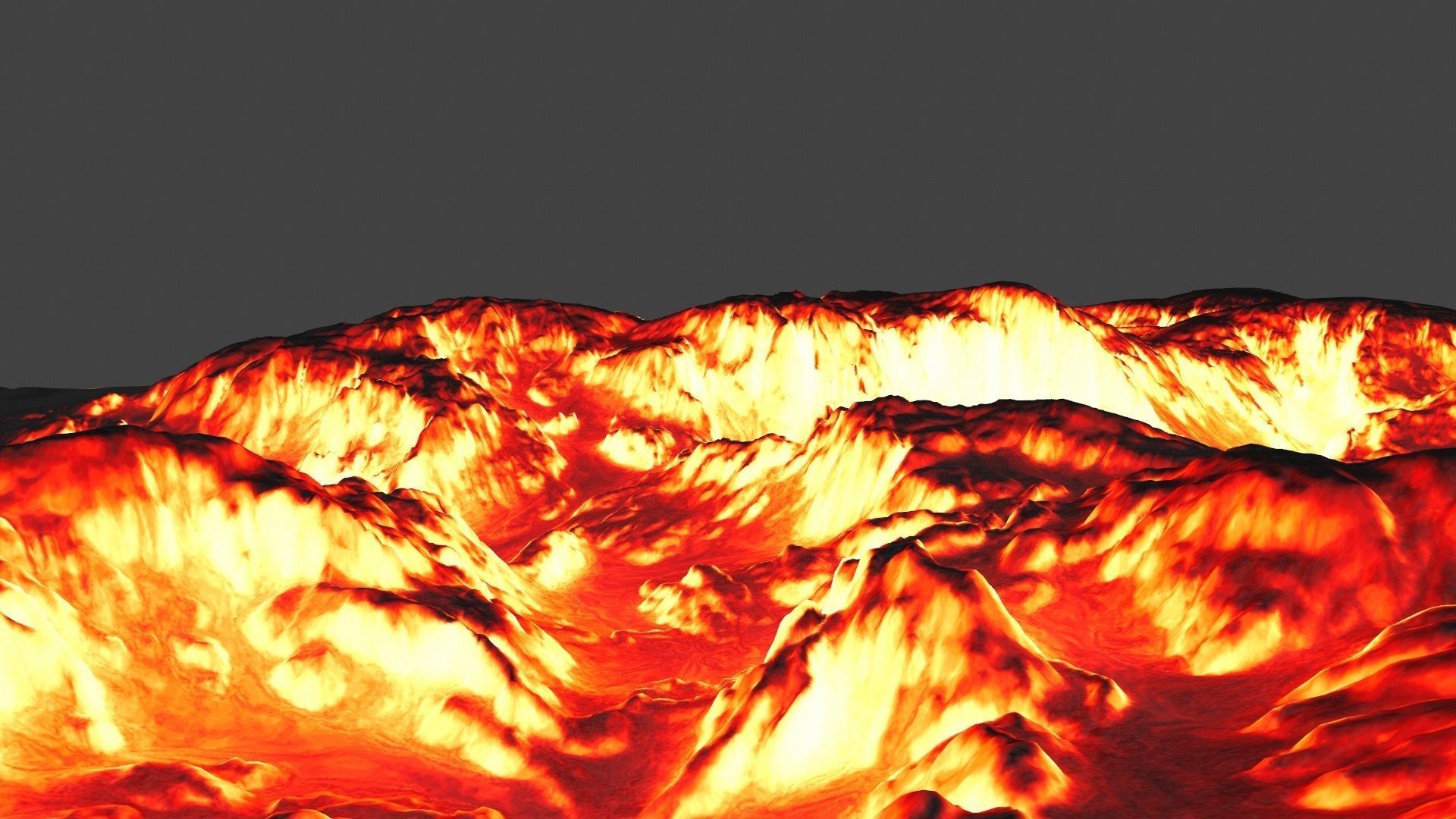 volcano mountain in flames Low-poly 3D model_9