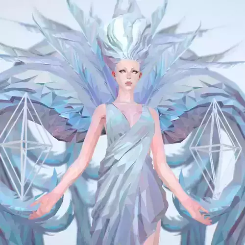 Polygon Art White Angel A Women 3d Model Low-poly 3D model