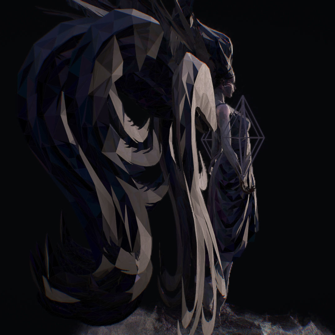 Polygon Art Dark Angel B  Witch 3d Model Low-poly 3D model_9