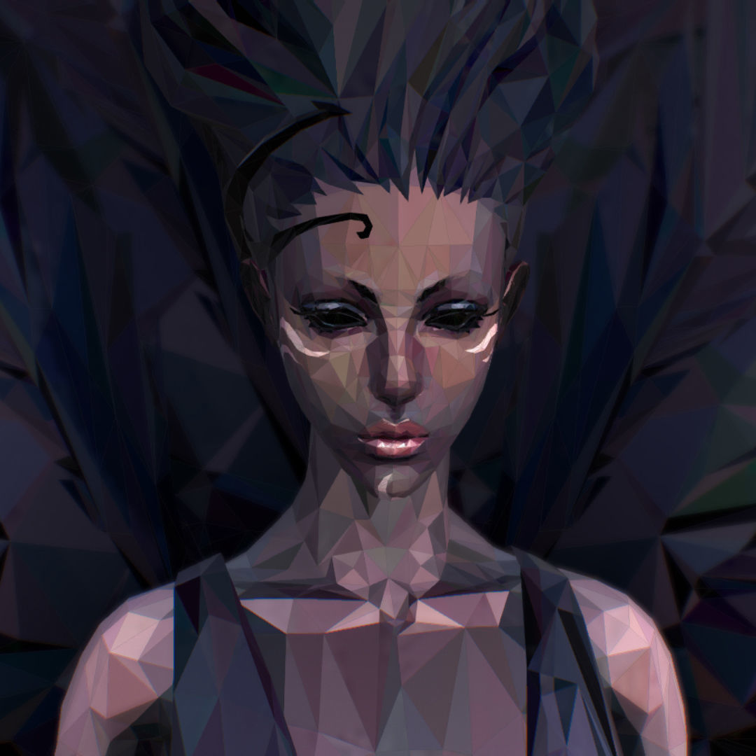 Polygon Art Dark Angel B  Witch 3d Model Low-poly 3D model_36