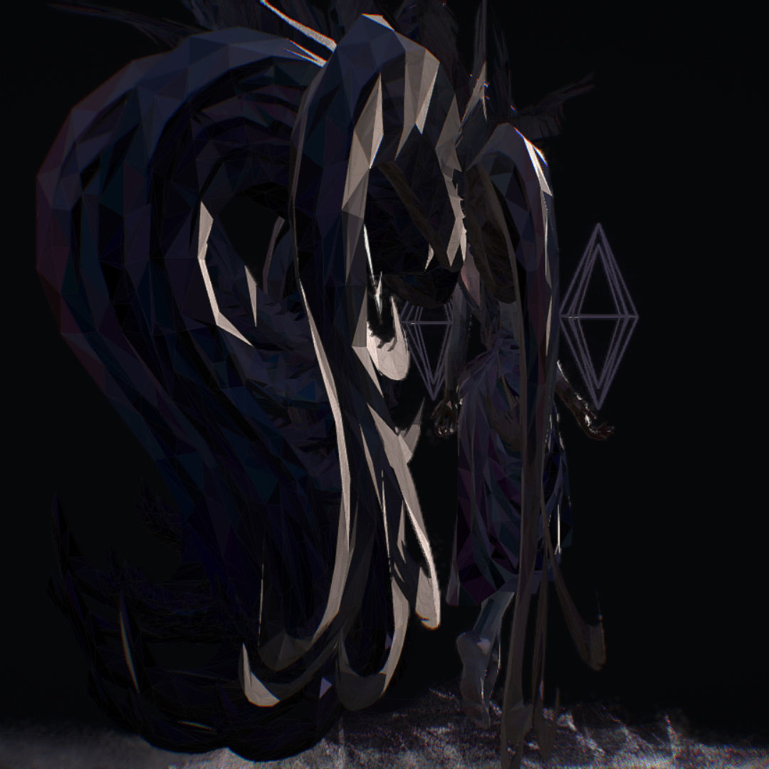 Polygon Art Dark Angel B  Witch 3d Model Low-poly 3D model_10