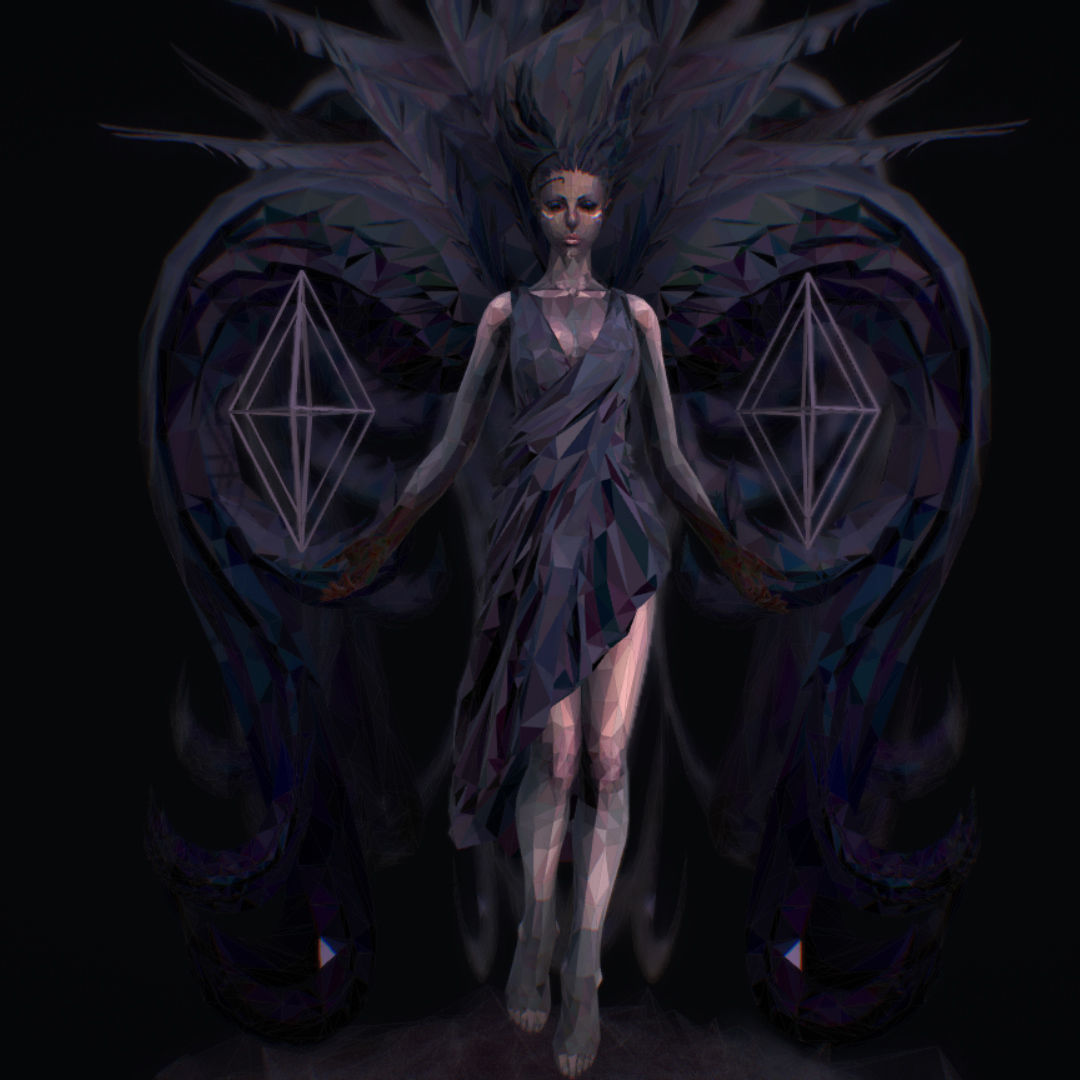 Polygon Art Dark Angel B  Witch 3d Model Low-poly 3D model_47