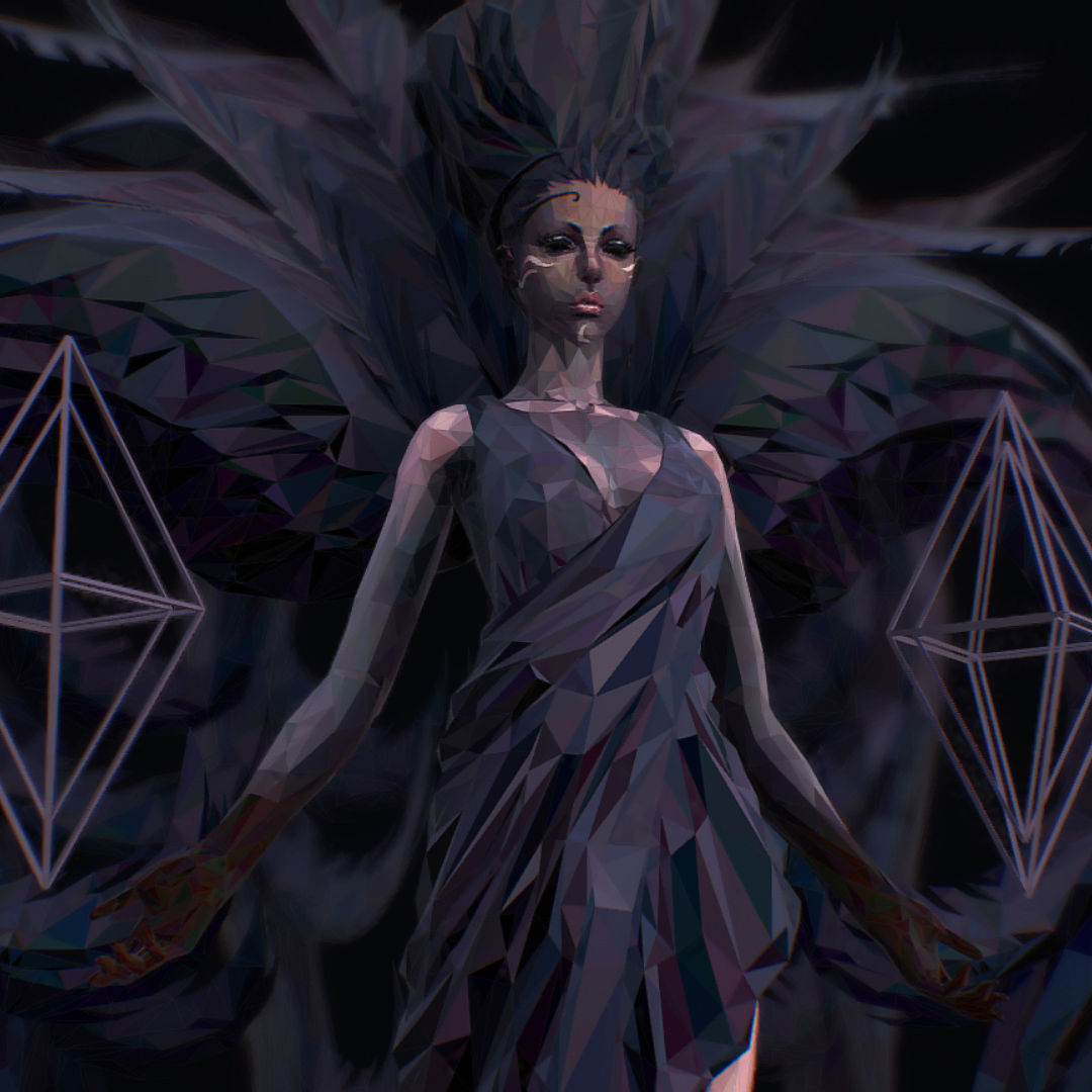 Polygon Art Dark Angel B  Witch 3d Model Low-poly 3D model_51