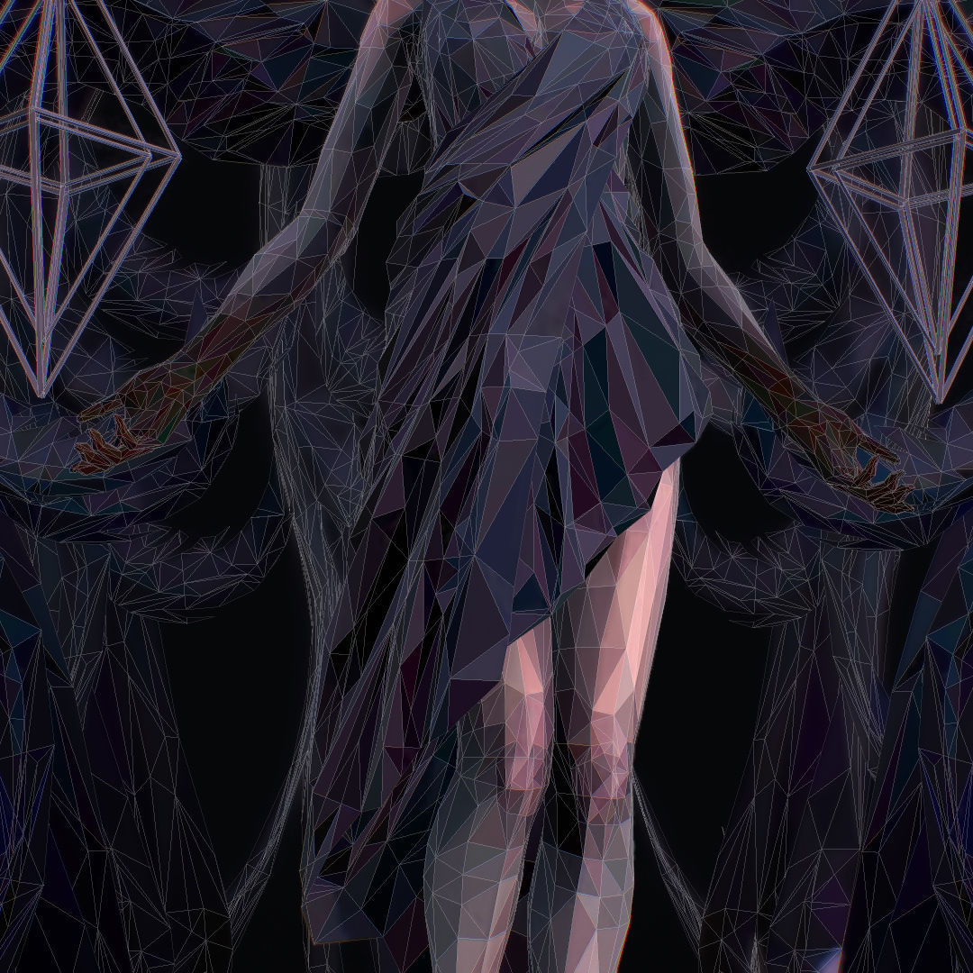 Polygon Art Dark Angel B  Witch 3d Model Low-poly 3D model_54