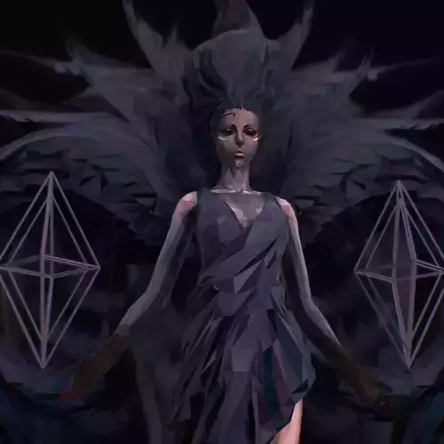 Polygon Art Dark Angel B  Witch 3d Model Low-poly 3D model