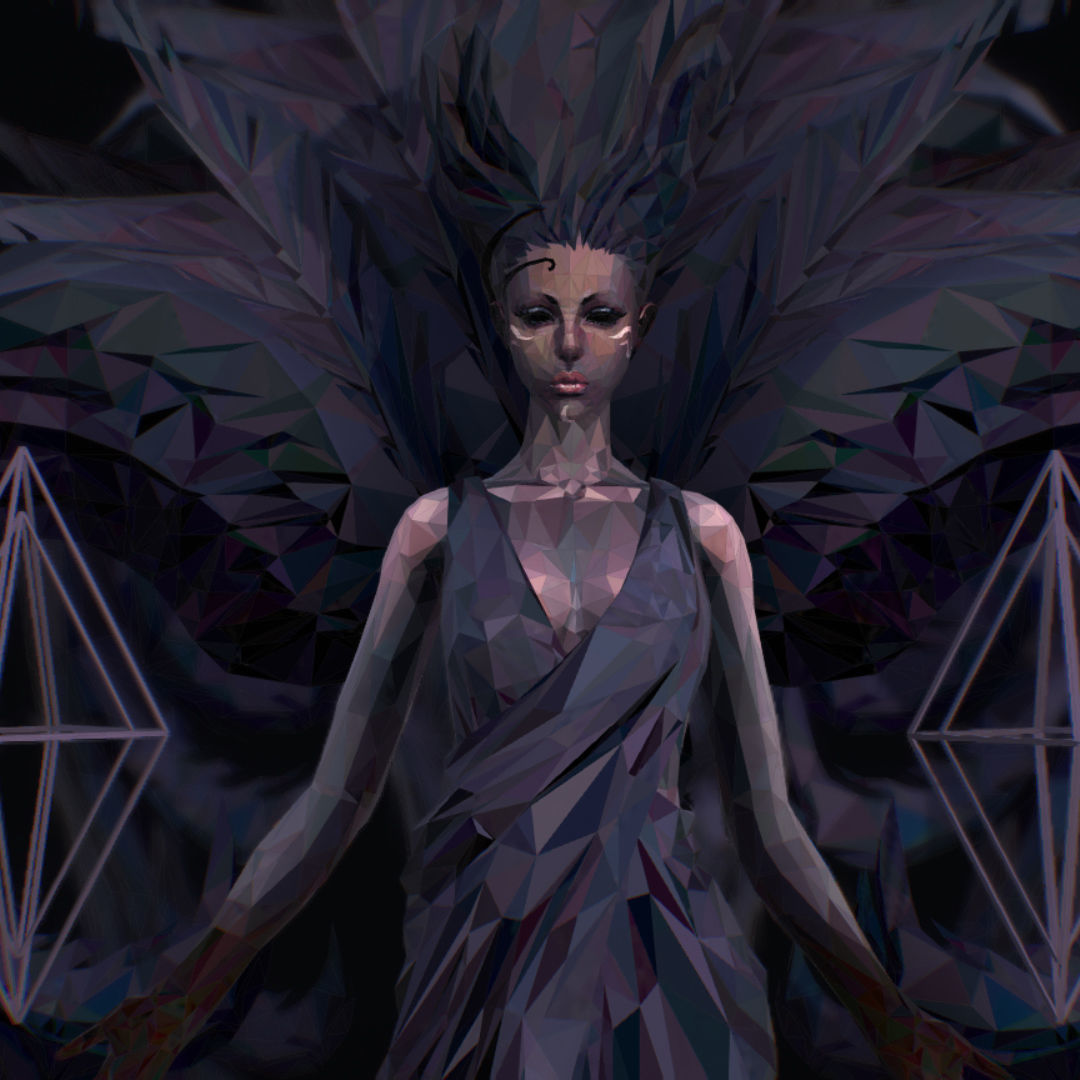 Polygon Art Dark Angel B  Witch 3d Model Low-poly 3D model_48