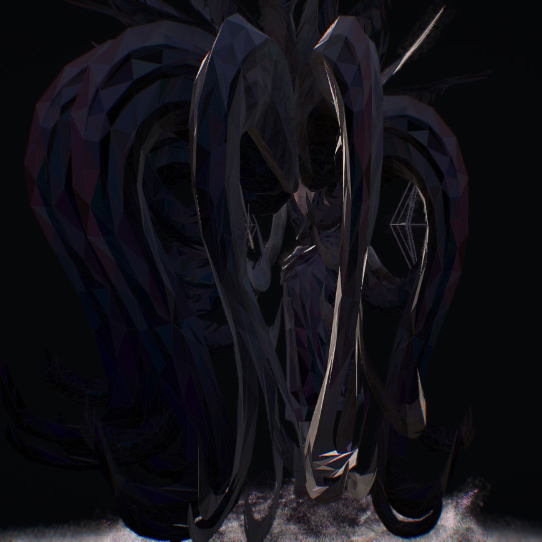 Polygon Art Dark Angel B  Witch 3d Model Low-poly 3D model_11