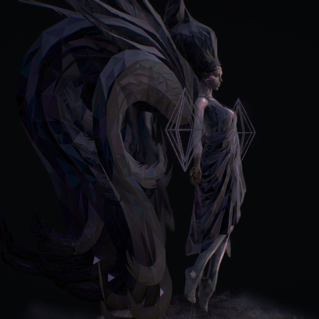 Polygon Art Dark Angel B  Witch 3d Model Low-poly 3D model_8