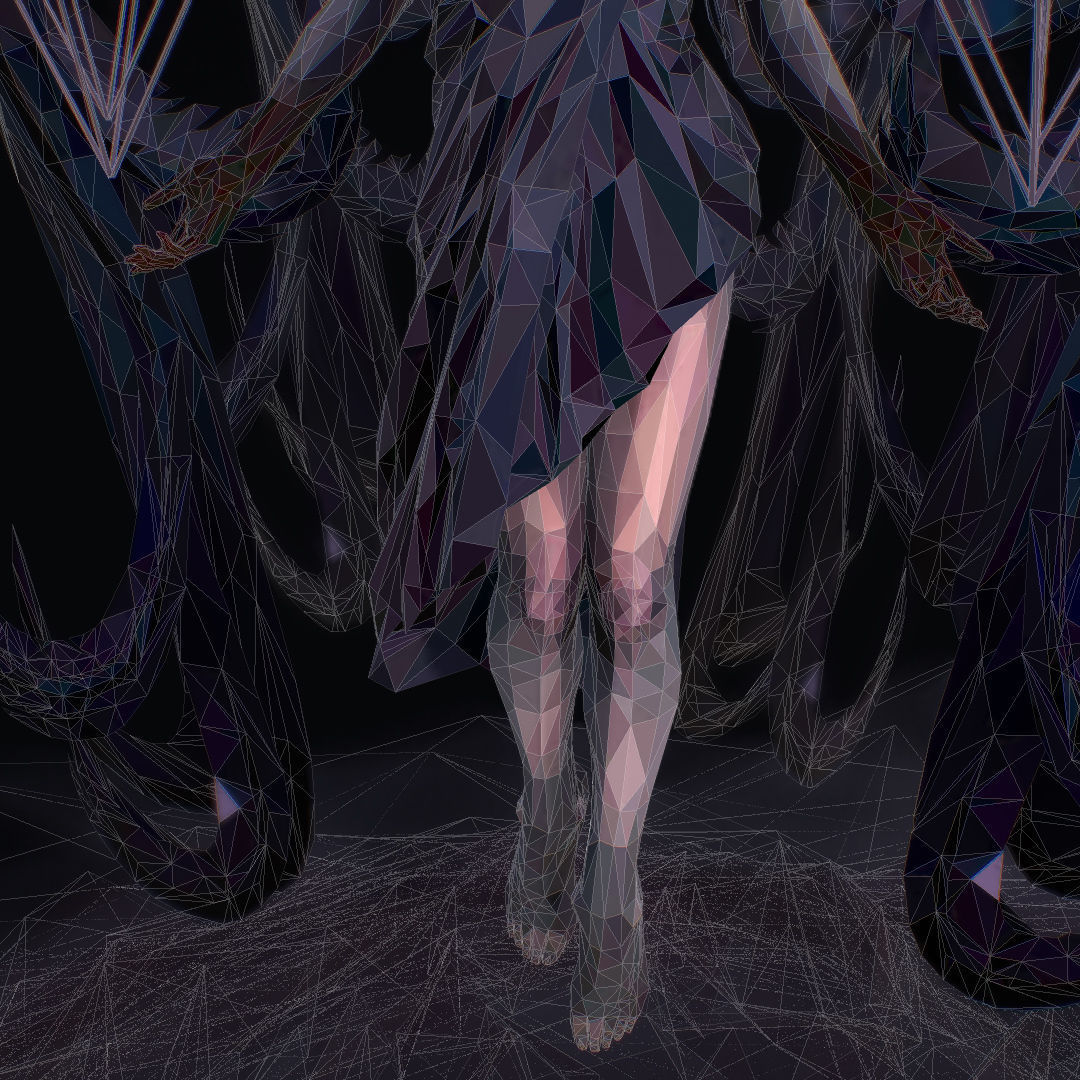 Polygon Art Dark Angel B  Witch 3d Model Low-poly 3D model_62