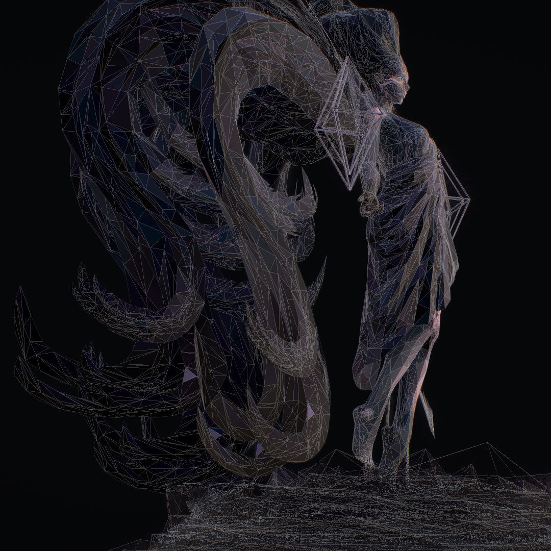 Polygon Art Dark Angel B  Witch 3d Model Low-poly 3D model_56