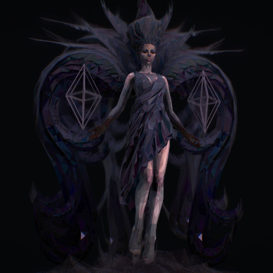 Polygon Art Dark Angel B  Witch 3d Model Low-poly 3D model_5