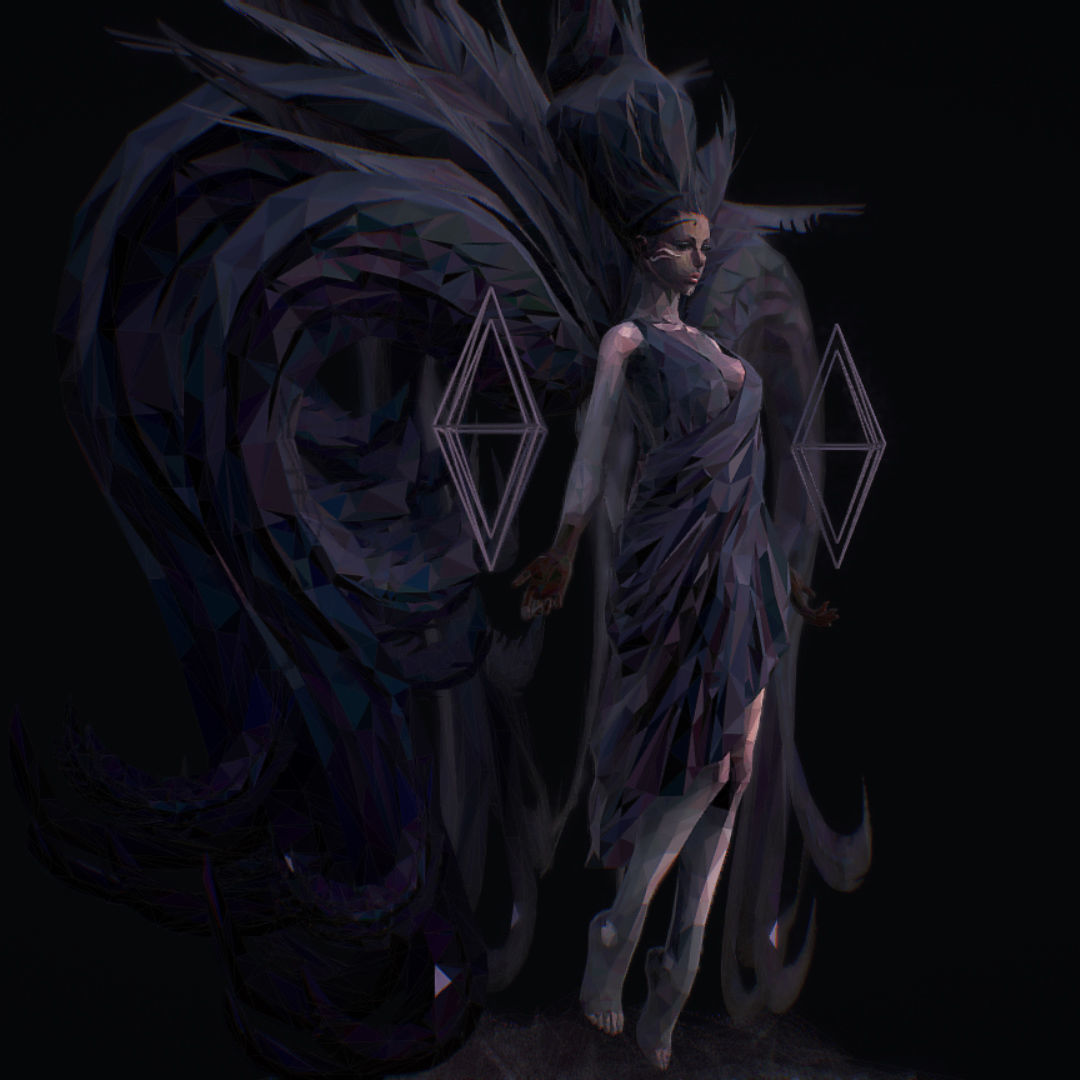 Polygon Art Dark Angel B  Witch 3d Model Low-poly 3D model_7