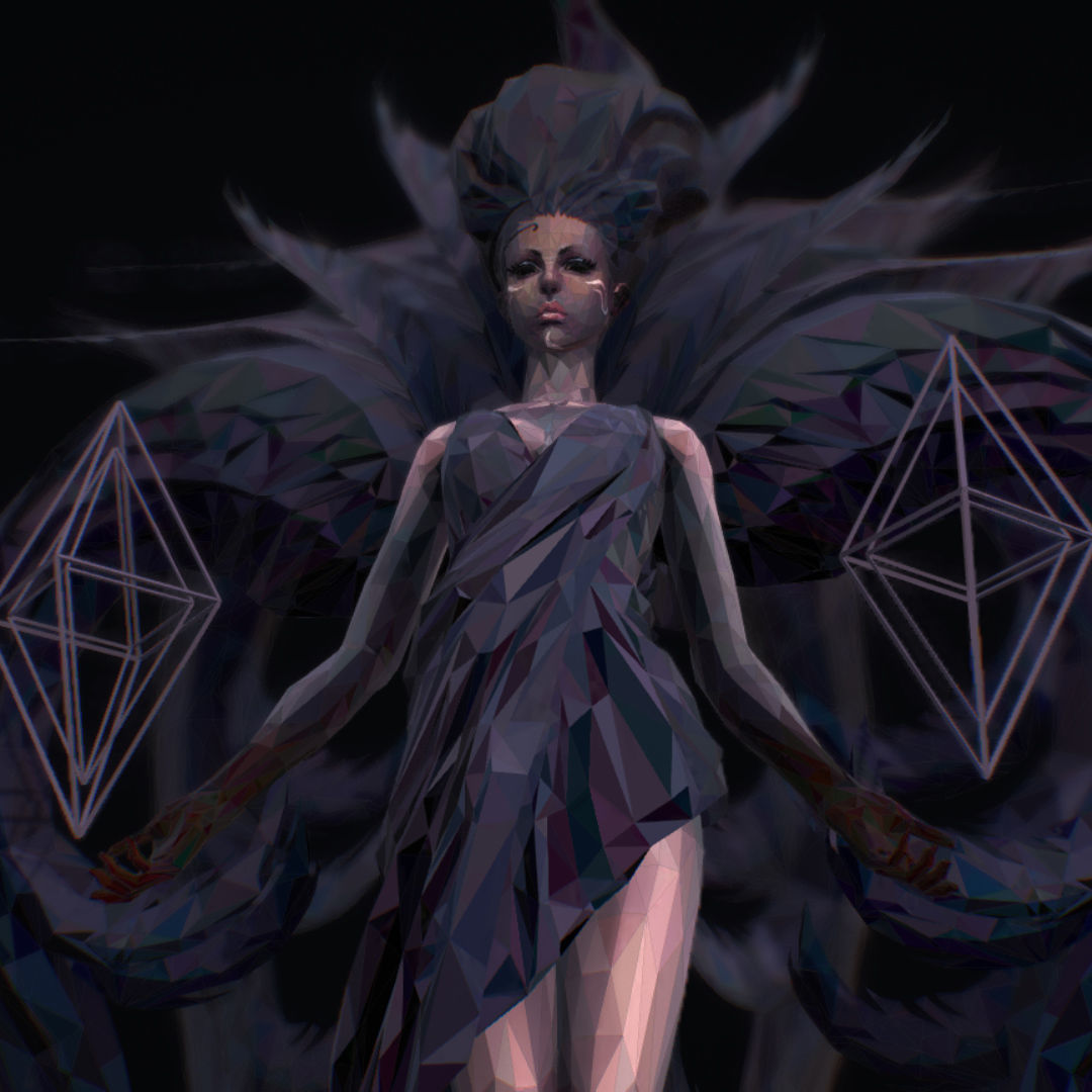 Polygon Art Dark Angel B  Witch 3d Model Low-poly 3D model_24