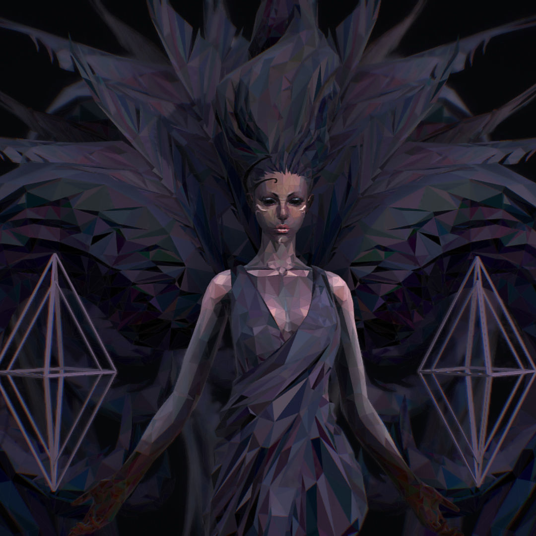 Polygon Art Dark Angel B  Witch 3d Model Low-poly 3D model_18