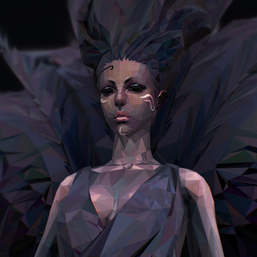 Polygon Art Dark Angel B  Witch 3d Model Low-poly 3D model_39