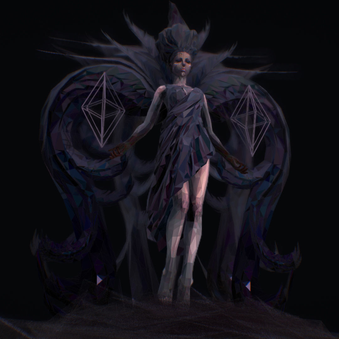 Polygon Art Dark Angel B  Witch 3d Model Low-poly 3D model_3
