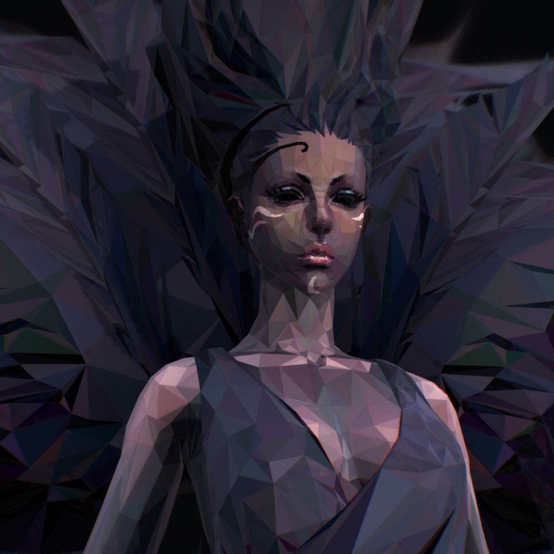 Polygon Art Dark Angel B  Witch 3d Model Low-poly 3D model_40