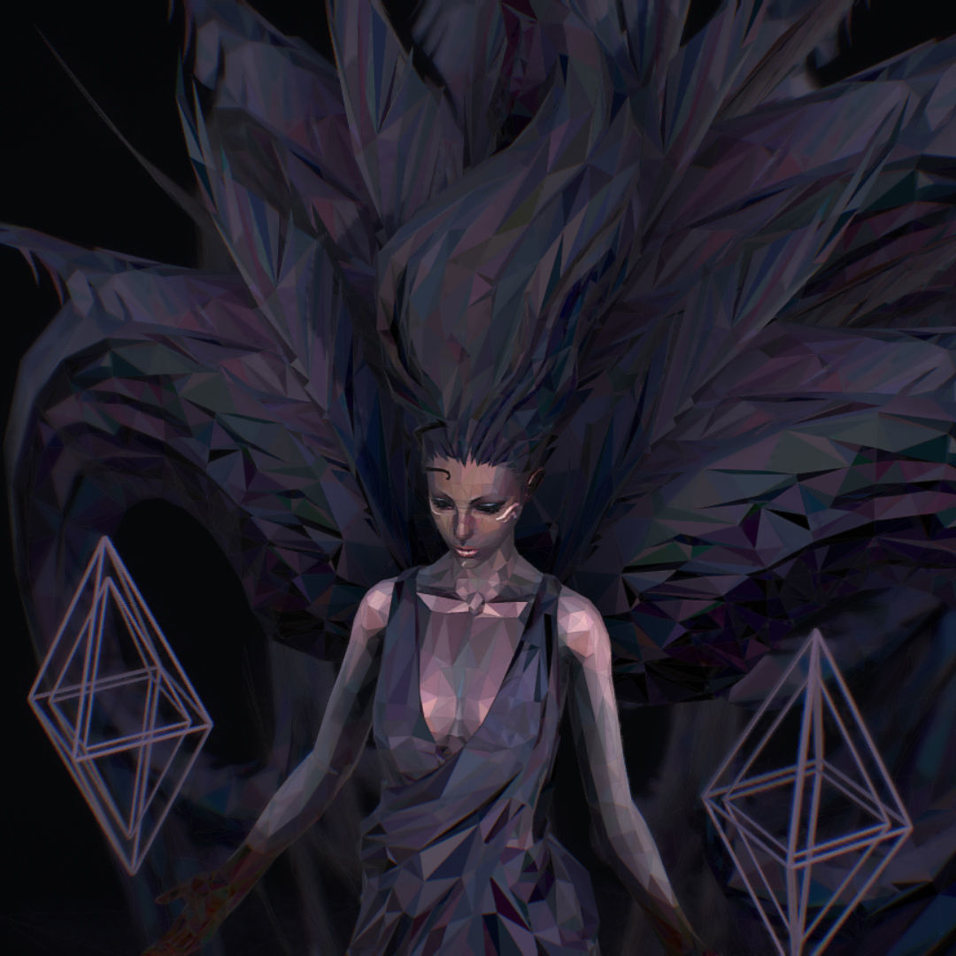 Polygon Art Dark Angel B  Witch 3d Model Low-poly 3D model_22