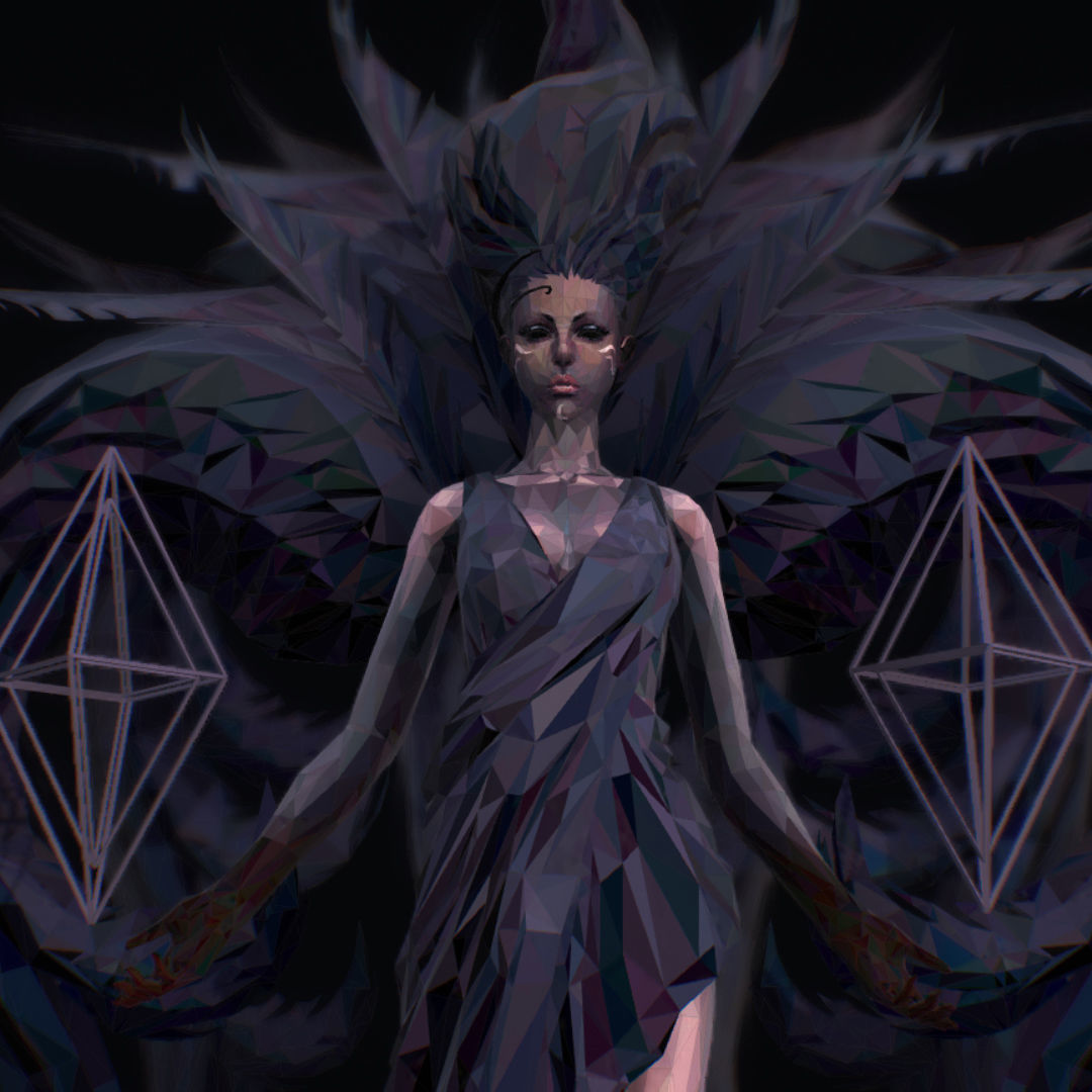 Polygon Art Dark Angel B  Witch 3d Model Low-poly 3D model_25