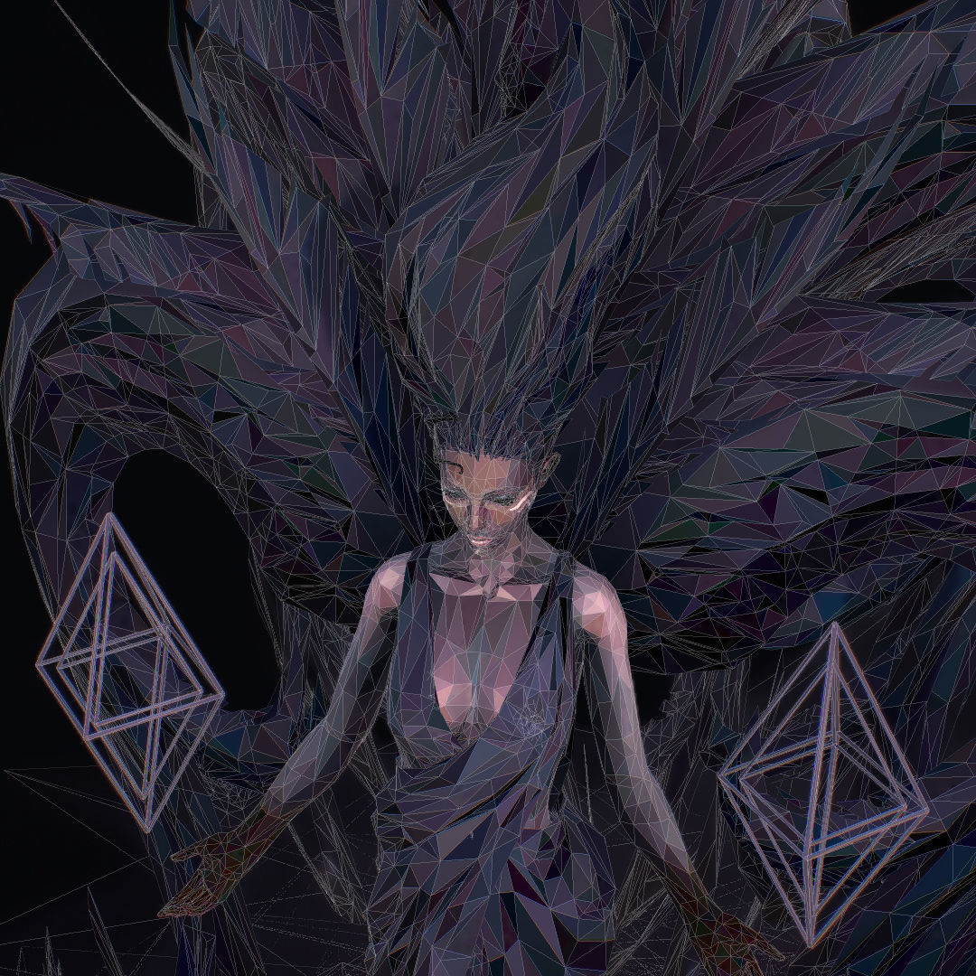 Polygon Art Dark Angel B  Witch 3d Model Low-poly 3D model_60