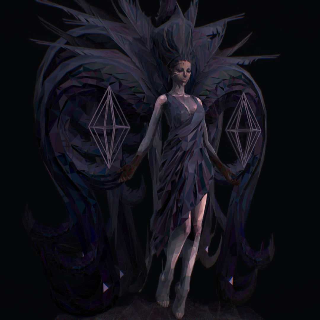 Polygon Art Dark Angel B  Witch 3d Model Low-poly 3D model_6