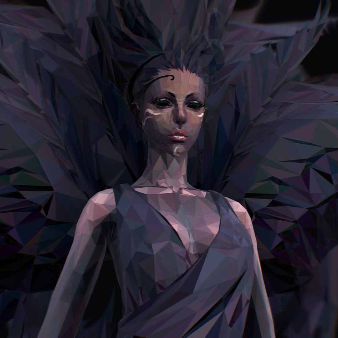 Polygon Art Dark Angel B  Witch 3d Model Low-poly 3D model_50