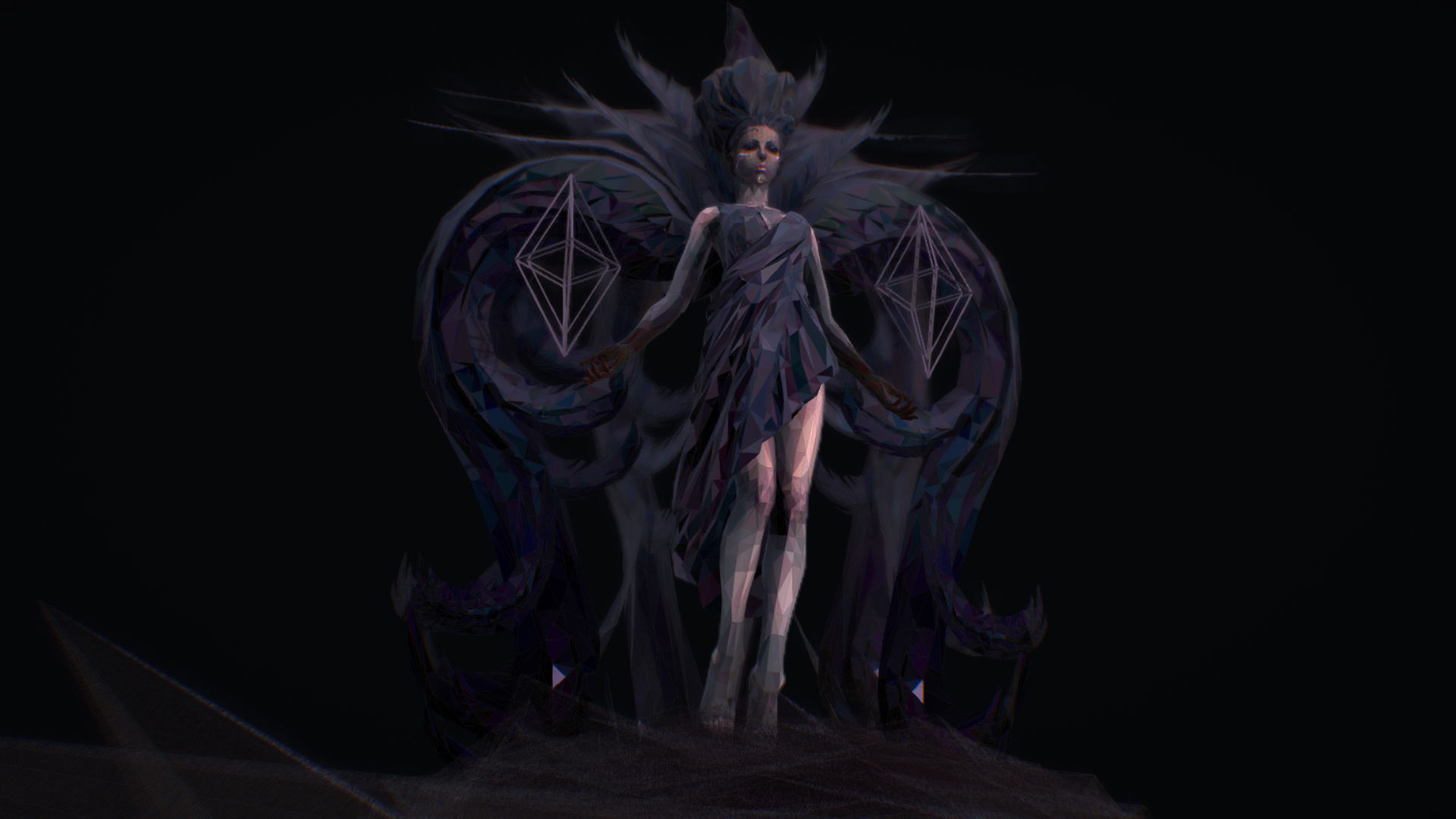 Polygon Art Dark Angel B  Witch 3d Model Low-poly 3D model_1