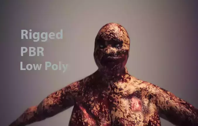 Zombie fat man Low poly PBR rigged Low-poly 3D model