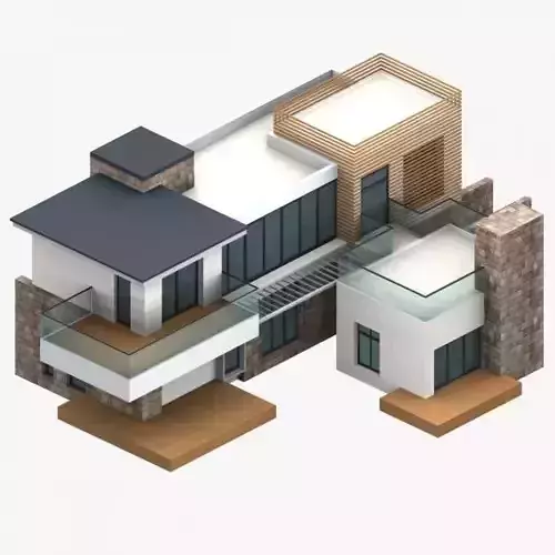 Villa modern house with roof