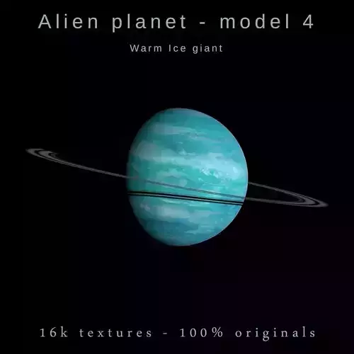 Alien planet model 4 - 16k photorealistic -warm ice giant Low-poly 3D model