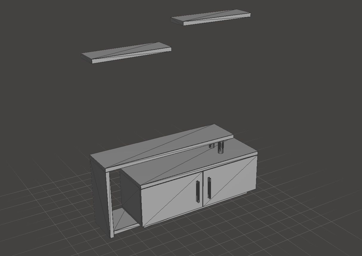 Tv Cabinet Low poly 3D VR AR 3D model  Low-poly 3D model_7