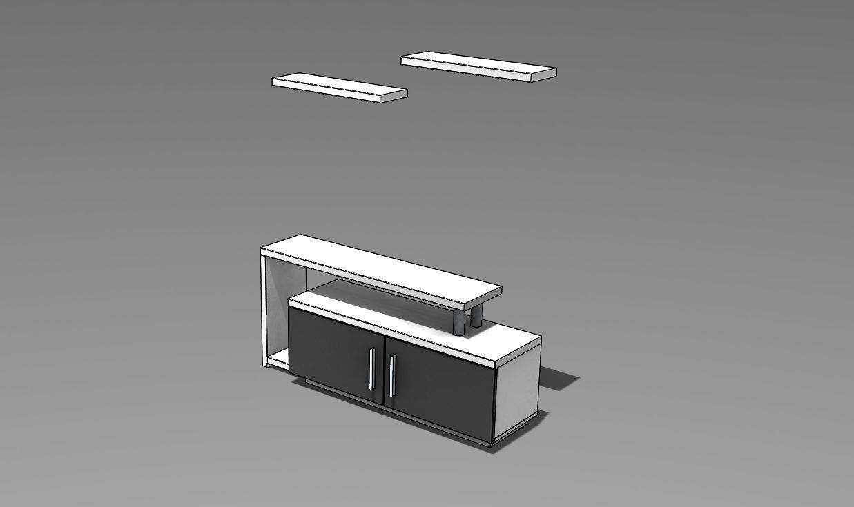 Tv Cabinet Low poly 3D VR AR 3D model  Low-poly 3D model_1
