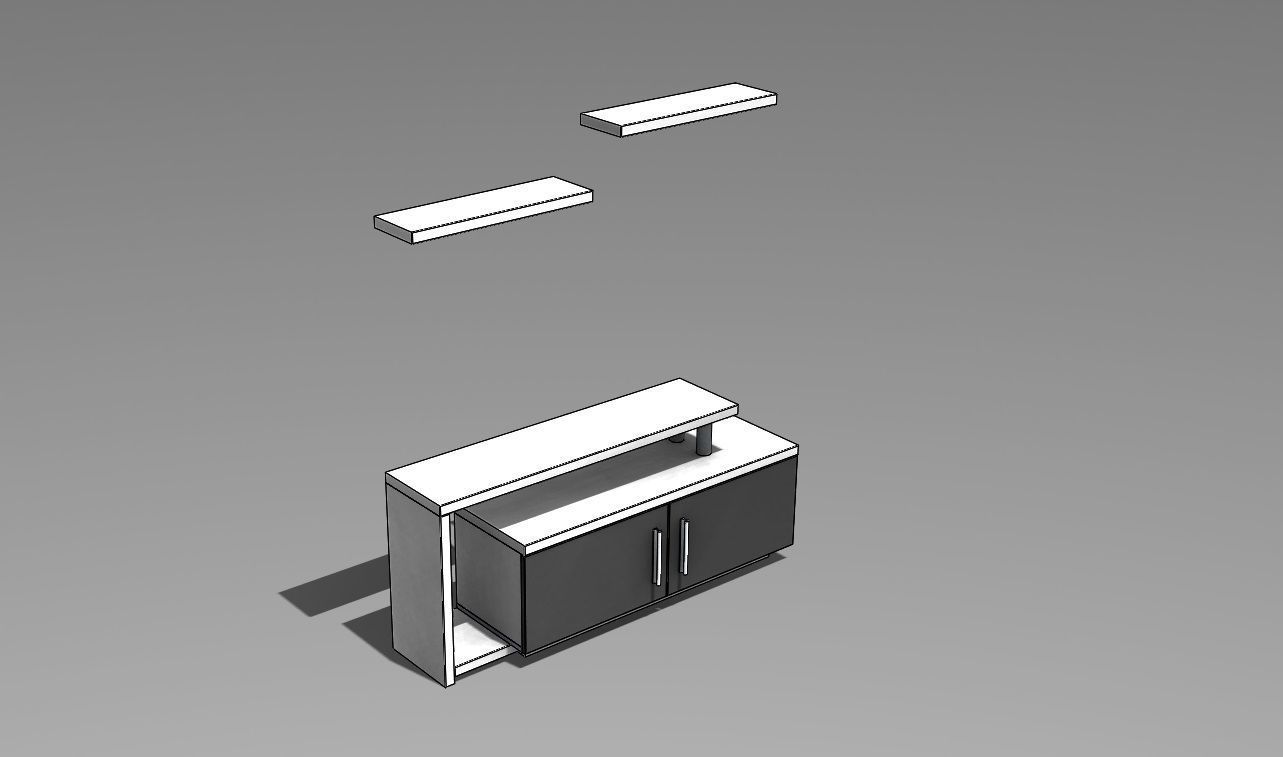 Tv Cabinet Low poly 3D VR AR 3D model  Low-poly 3D model_4