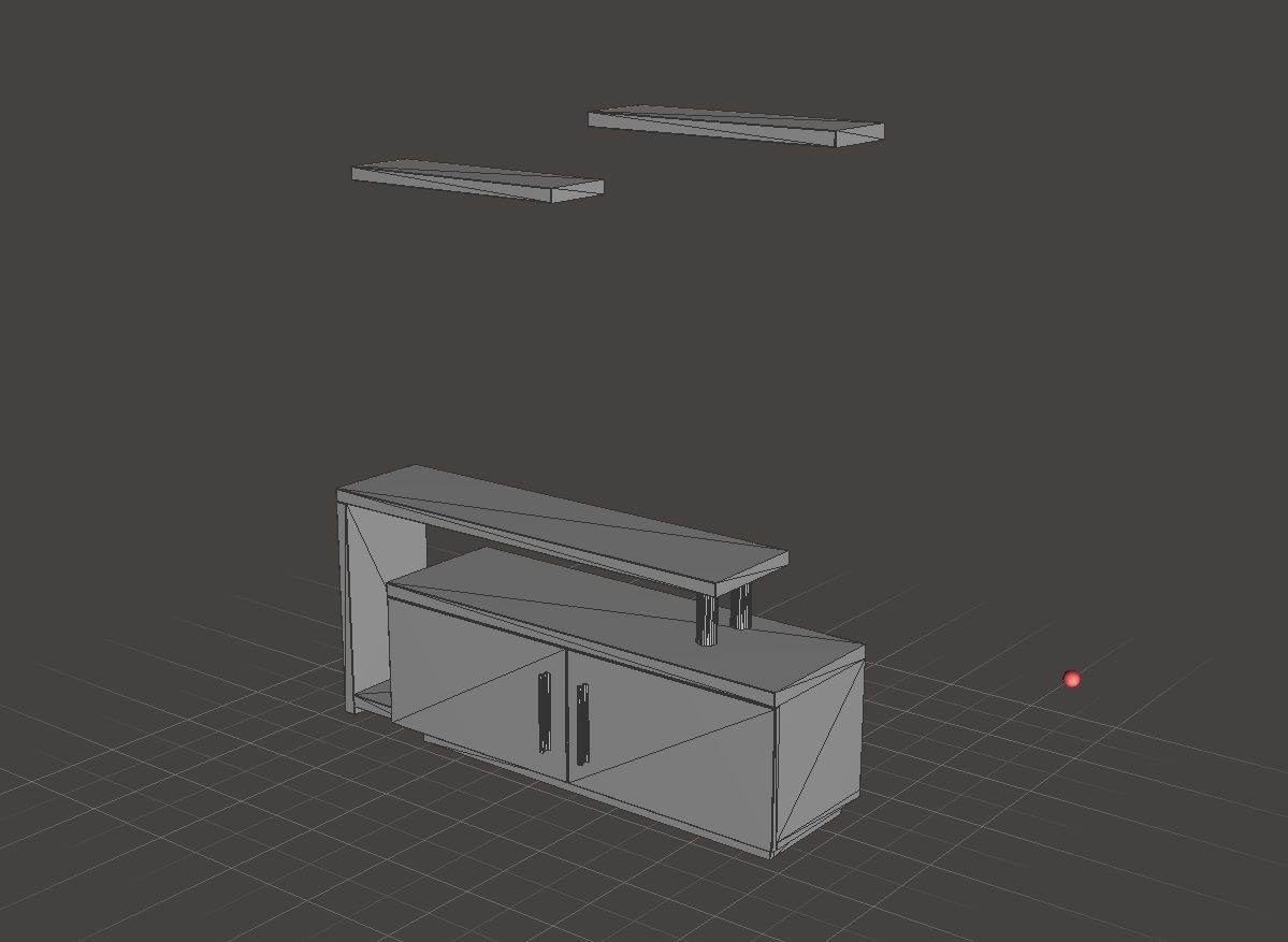 Tv Cabinet Low poly 3D VR AR 3D model  Low-poly 3D model_8