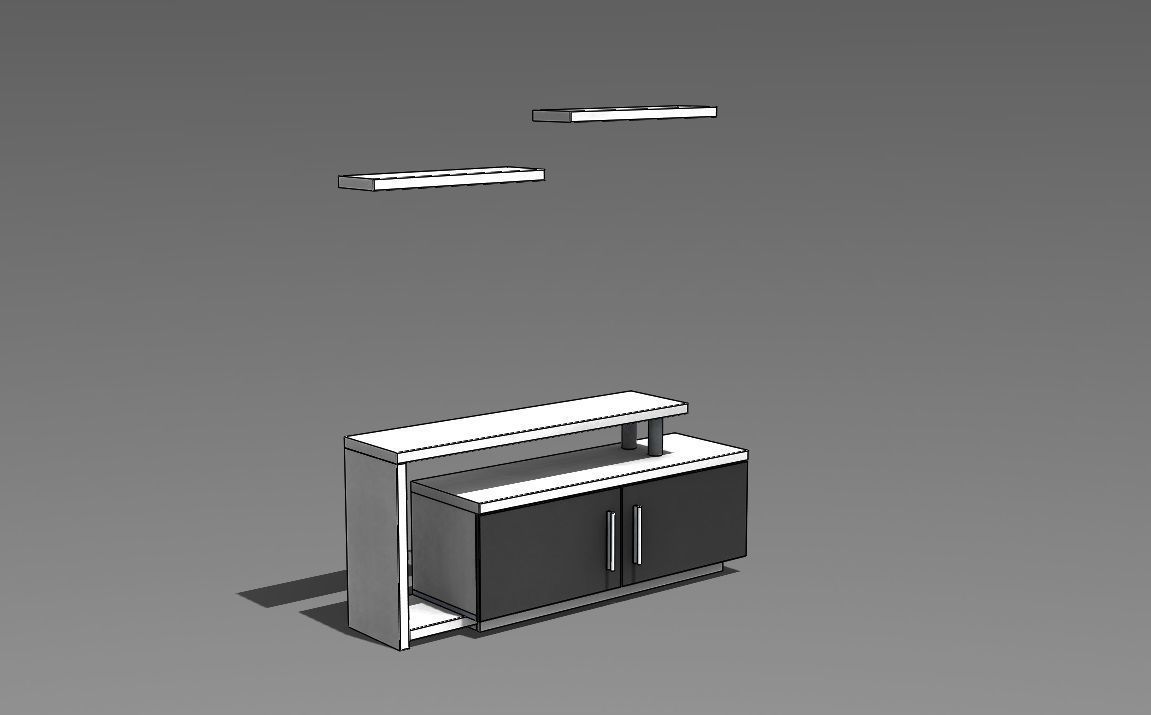 Tv Cabinet Low poly 3D VR AR 3D model  Low-poly 3D model_5