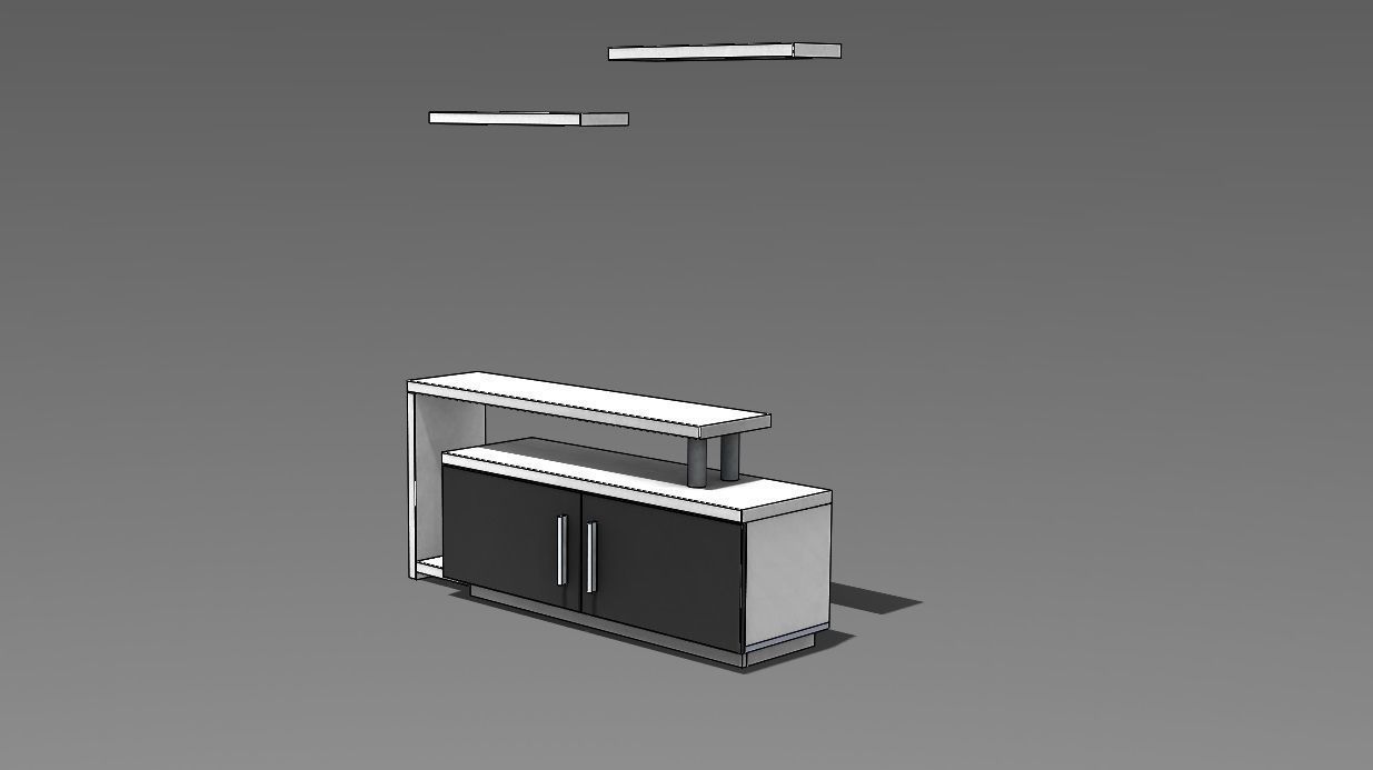 Tv Cabinet Low poly 3D VR AR 3D model  Low-poly 3D model_3
