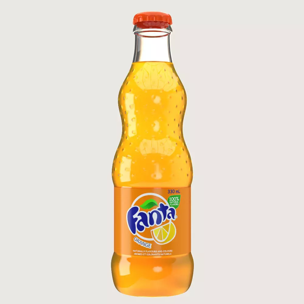 Fanta Drink Glass Bottle Low-poly 3D model