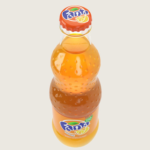 Fanta Drink Glass Bottle Low-poly 3D model 2