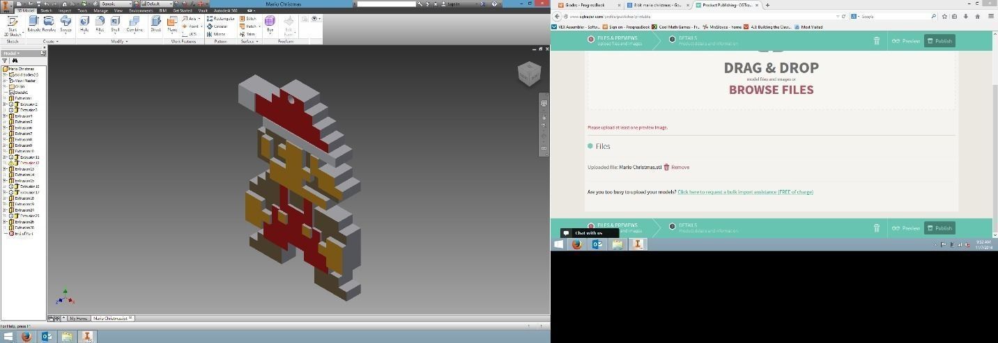 Christmas 8-bit Mario Free 3D print model_0