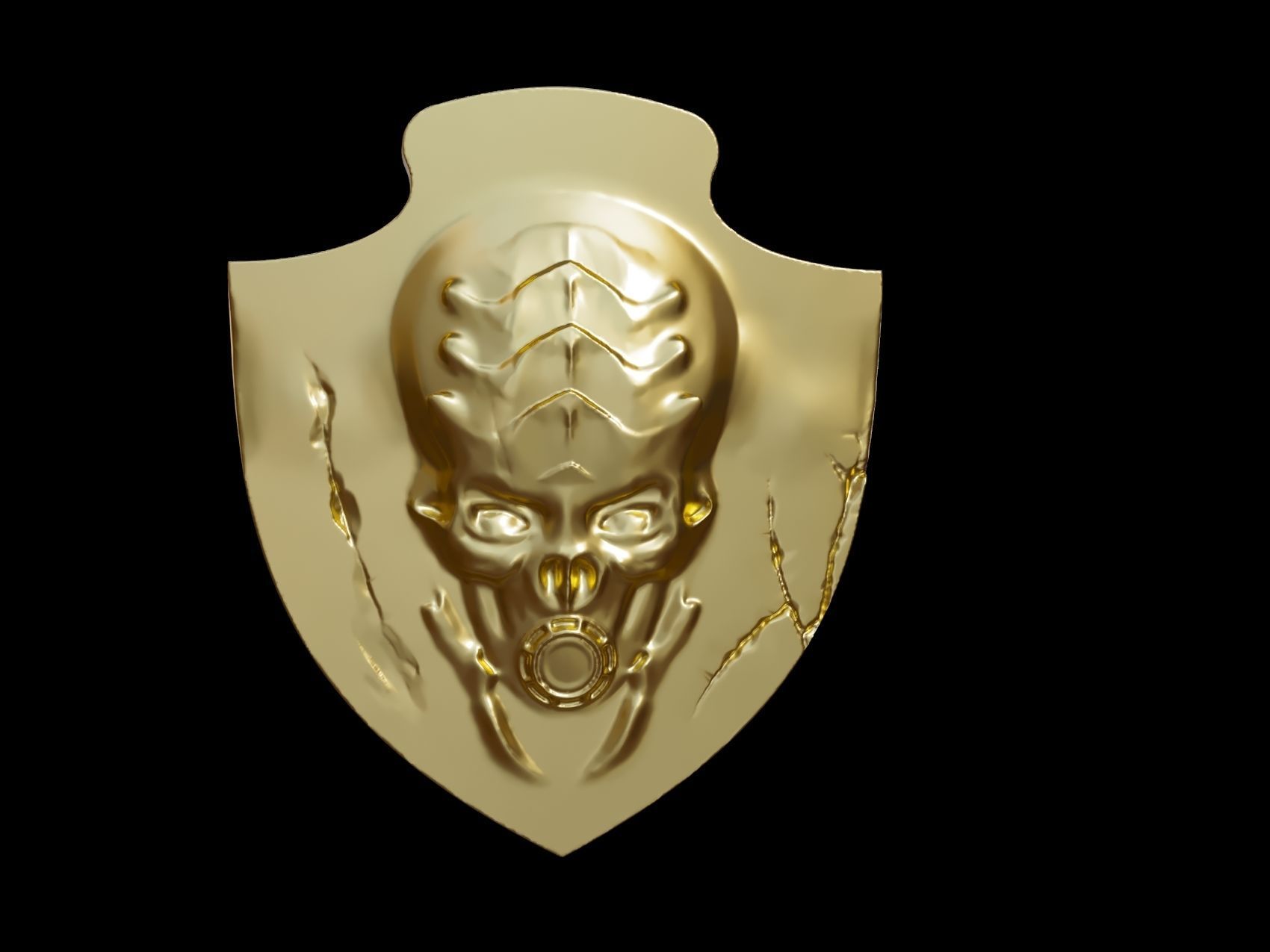 alien skull pendant 3D print model_2