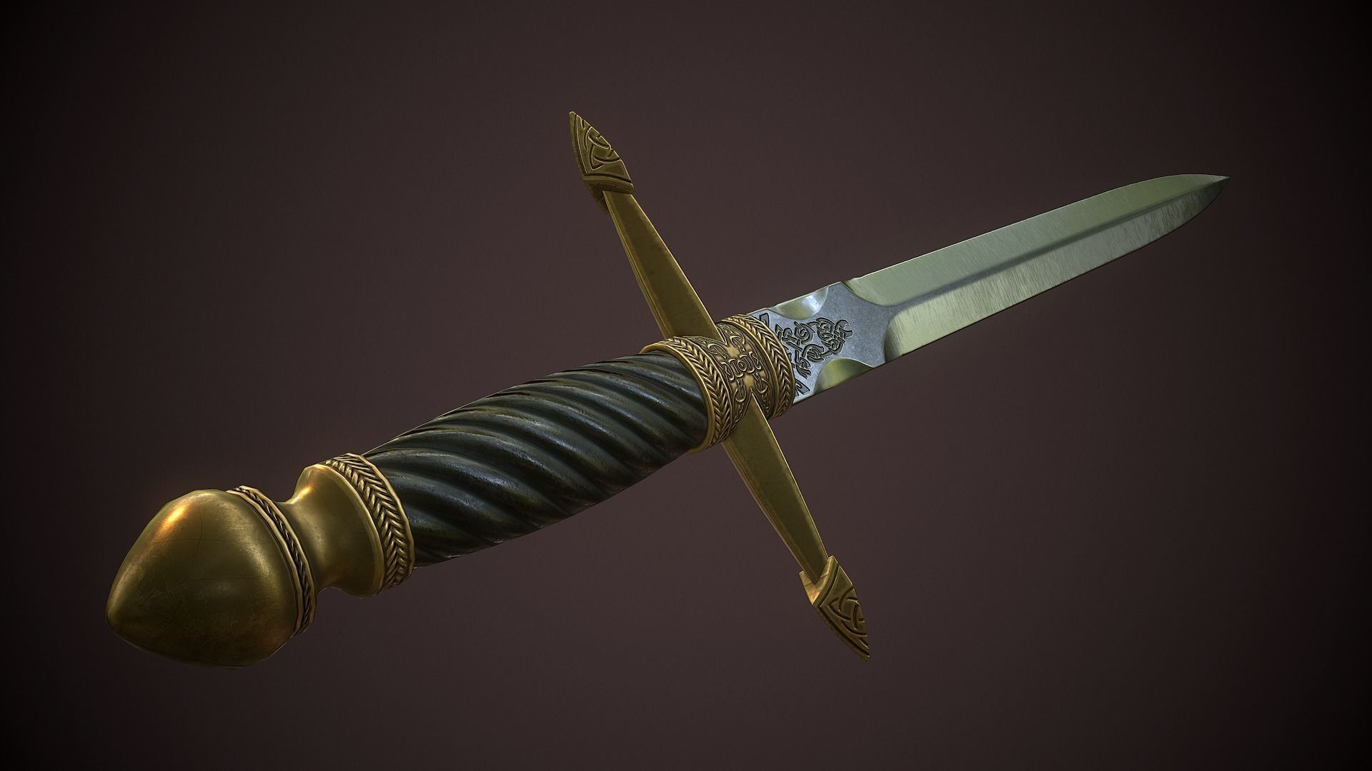 Medieval Dagger - game ready model Low-poly 3D model_1