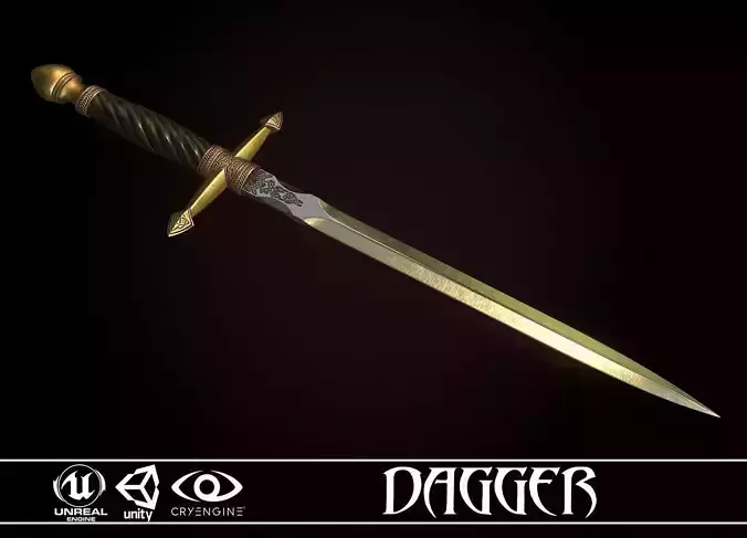 Medieval Dagger - game ready model Low-poly 3D model