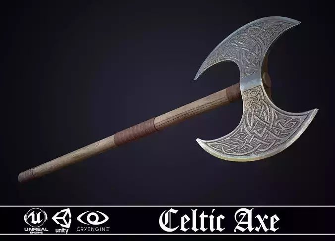 Celtic Axe - game ready model Low-poly 3D model