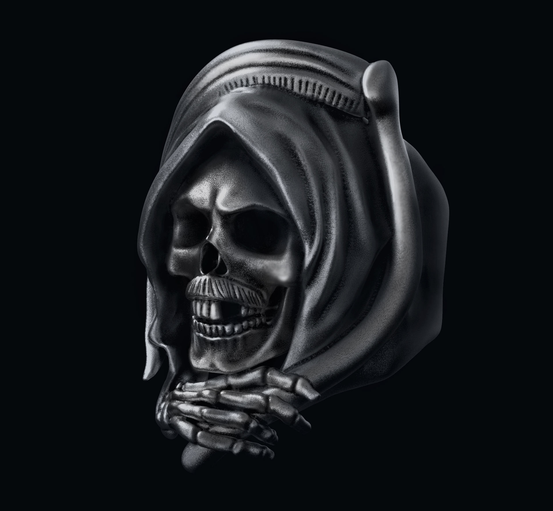 Grim Reaper Skull ring 3D print model_1